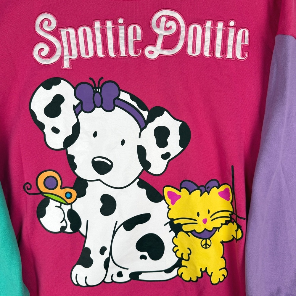 Sanrio Spottie Dottie Sweatshirt Women L Pink Colorblock BoxLunch Pullover - Picture 5 of 8